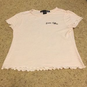 Peach + white striped shirt